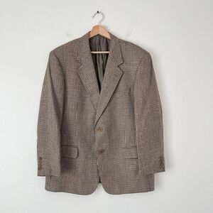 VALENTINO UOMO Made in Italy VTG Houndstooth Silk Wool Blazer Jacket Size 42 S